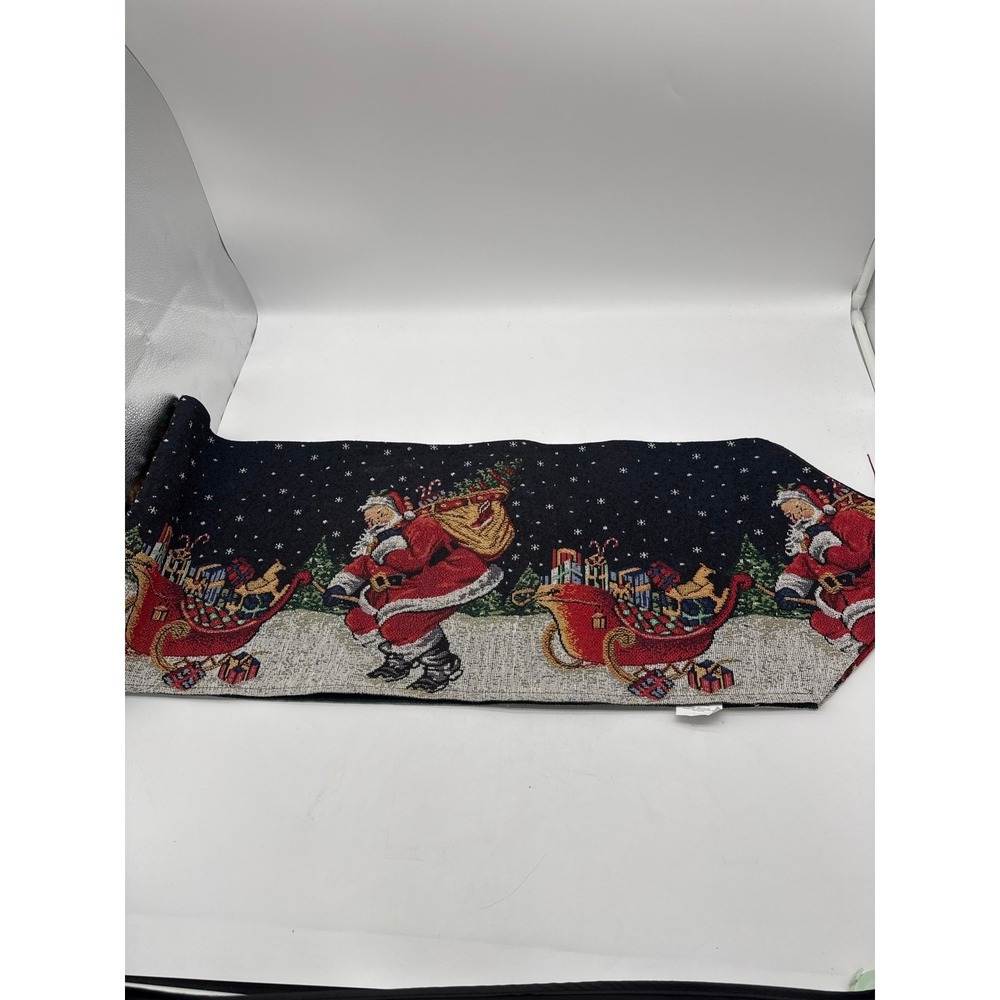 Vintage Tapestry Christmas Santa and Sleigh Table Runner 70x30